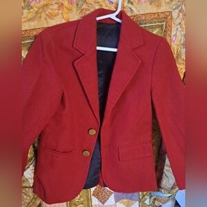 Boys Vintage Neiman Marcus Red  Wool Gold Buttons Satin Lined Preppy 6
